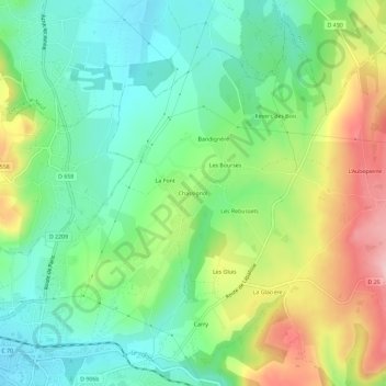 Mappa topografica Chassignol, altitudine, rilievo