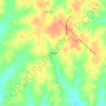 Mappa topografica Welcome, altitudine, rilievo