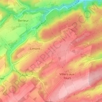 Mappa topografica Hestreux, altitudine, rilievo