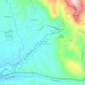 Mappa topografica San Giuseppe le Prata-Cotropagno, altitudine, rilievo