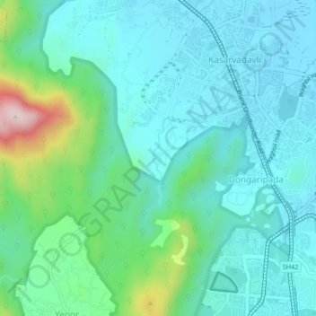 Mappa topografica Pachwad, altitudine, rilievo