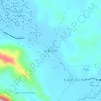 Mappa topografica Naga-asan, altitudine, rilievo