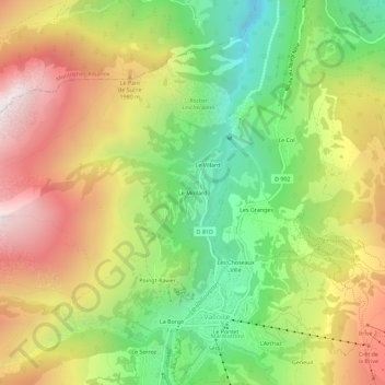 Mappa topografica Le Mollard, altitudine, rilievo