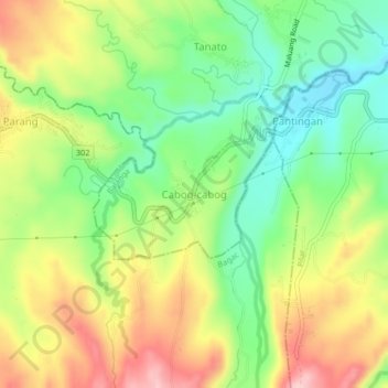 Mappa topografica Cabog-cabog, altitudine, rilievo