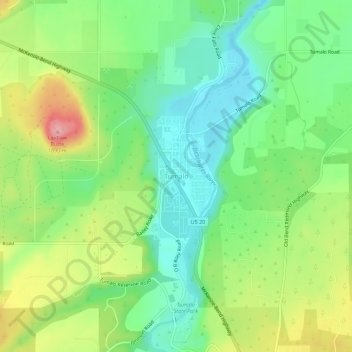 Mappa topografica Tumalo, altitudine, rilievo
