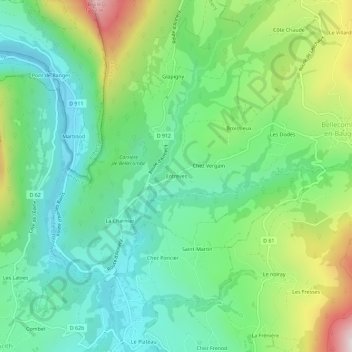 Mappa topografica Entrèves, altitudine, rilievo