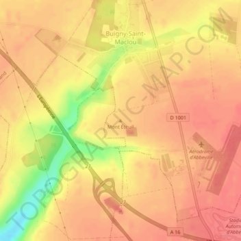Mappa topografica Mont Éteuil, altitudine, rilievo