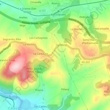 Mappa topografica La Carretona, altitudine, rilievo