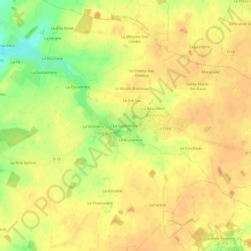 Mappa topografica La Guillemière, altitudine, rilievo