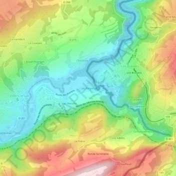 Mappa topografica Les Pargots, altitudine, rilievo