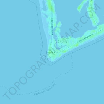 Mappa topografica Fort De Soto, altitudine, rilievo
