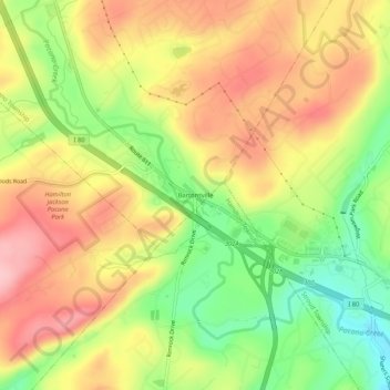 Mappa topografica Bartonsville, altitudine, rilievo