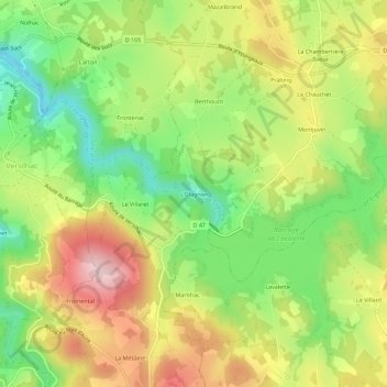 Mappa topografica L'Olagnier, altitudine, rilievo