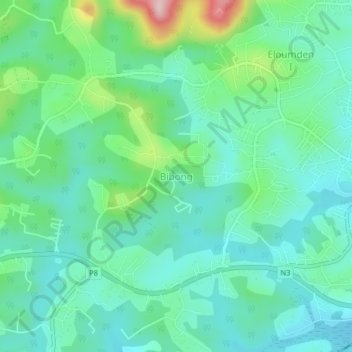 Mappa topografica Bibong, altitudine, rilievo