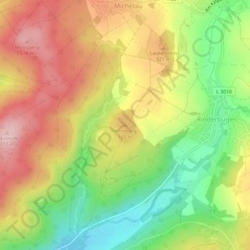 Mappa topografica Homburg, altitudine, rilievo