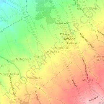 Mappa topografica Marahan I, altitudine, rilievo