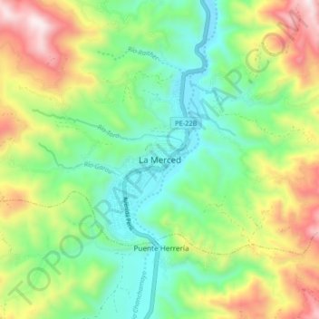 Mappa topografica La Merced, altitudine, rilievo