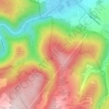 Mappa topografica Höchster Punkt, altitudine, rilievo
