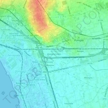 Mappa topografica Masseria Curato, altitudine, rilievo