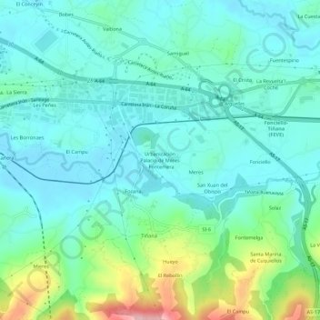 Mappa topografica Urbanización Palacio de Meres - Fontemera, altitudine, rilievo