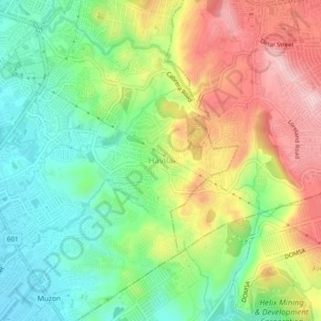 Mappa topografica Havila, altitudine, rilievo