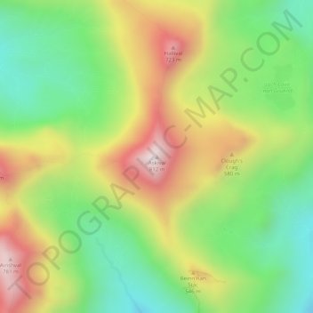 Mappa topografica Askival, altitudine, rilievo