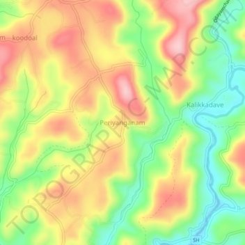 Mappa topografica Periyanganam, altitudine, rilievo