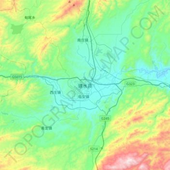 Mappa topografica 建水县, altitudine, rilievo
