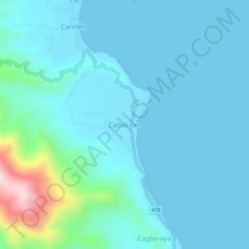 Mappa topografica Cabolutan, altitudine, rilievo