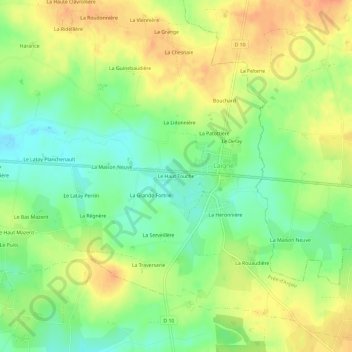Mappa topografica Le Haut Touche, altitudine, rilievo