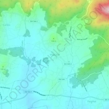Mappa topografica Vila Cova, altitudine, rilievo