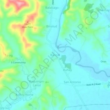 Mappa topografica Bancal, altitudine, rilievo