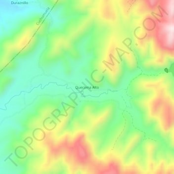 Mappa topografica Quecoma Alto, altitudine, rilievo