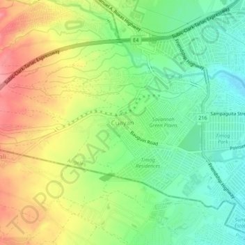 Mappa topografica Cuayan, altitudine, rilievo