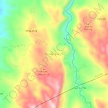 Mappa topografica Monte Alegre, altitudine, rilievo