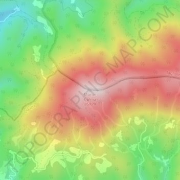 Mappa topografica Monte Colma, altitudine, rilievo