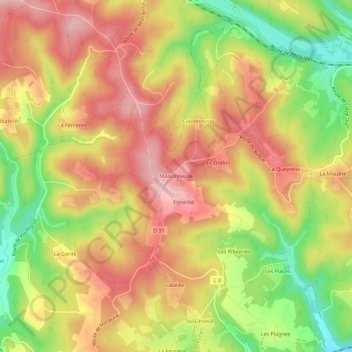 Mappa topografica Maisonneuve, altitudine, rilievo