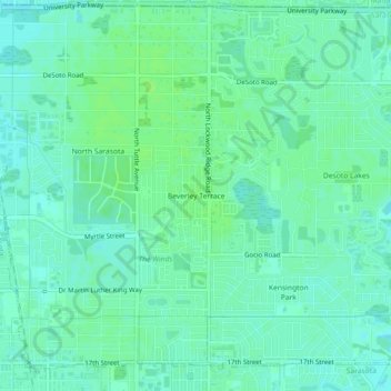Mappa topografica Beverley Terrace, altitudine, rilievo