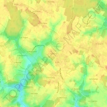 Mappa topografica Le Bourg, altitudine, rilievo