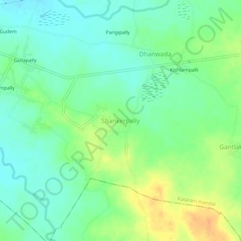 Mappa topografica Shankerpally, altitudine, rilievo