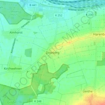 Mappa topografica Döteberg, altitudine, rilievo