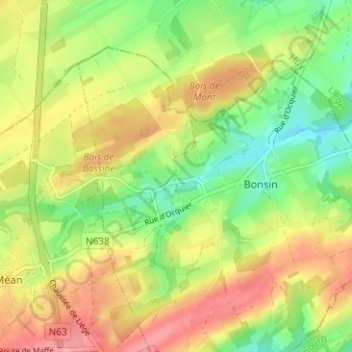 Mappa topografica Chardeneux, altitudine, rilievo