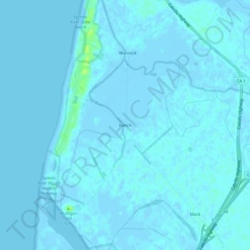Mappa topografica Ranch, altitudine, rilievo