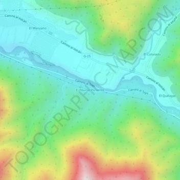 Mappa topografica El Peumo Poniente, altitudine, rilievo