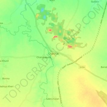 Mappa topografica Chechat, altitudine, rilievo