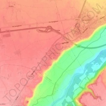 Mappa topografica Bricco de Faule, altitudine, rilievo