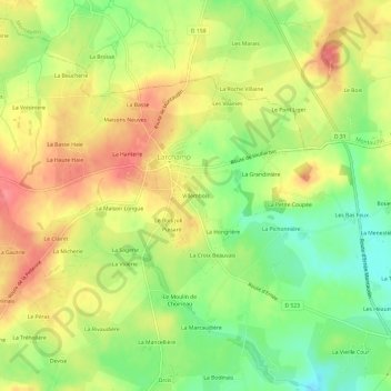 Mappa topografica Villembois, altitudine, rilievo