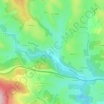 Mappa topografica Juré, altitudine, rilievo