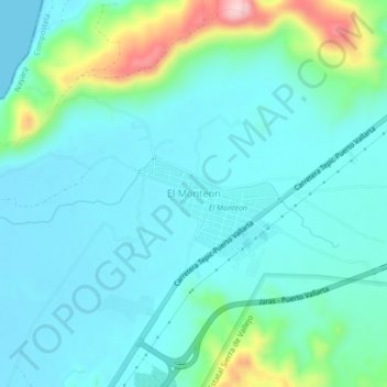 Mappa topografica El Monteon, altitudine, rilievo