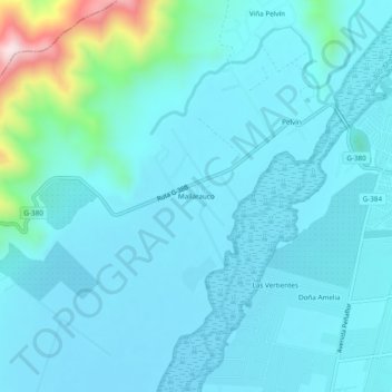 Mappa topografica Mallarauco, altitudine, rilievo